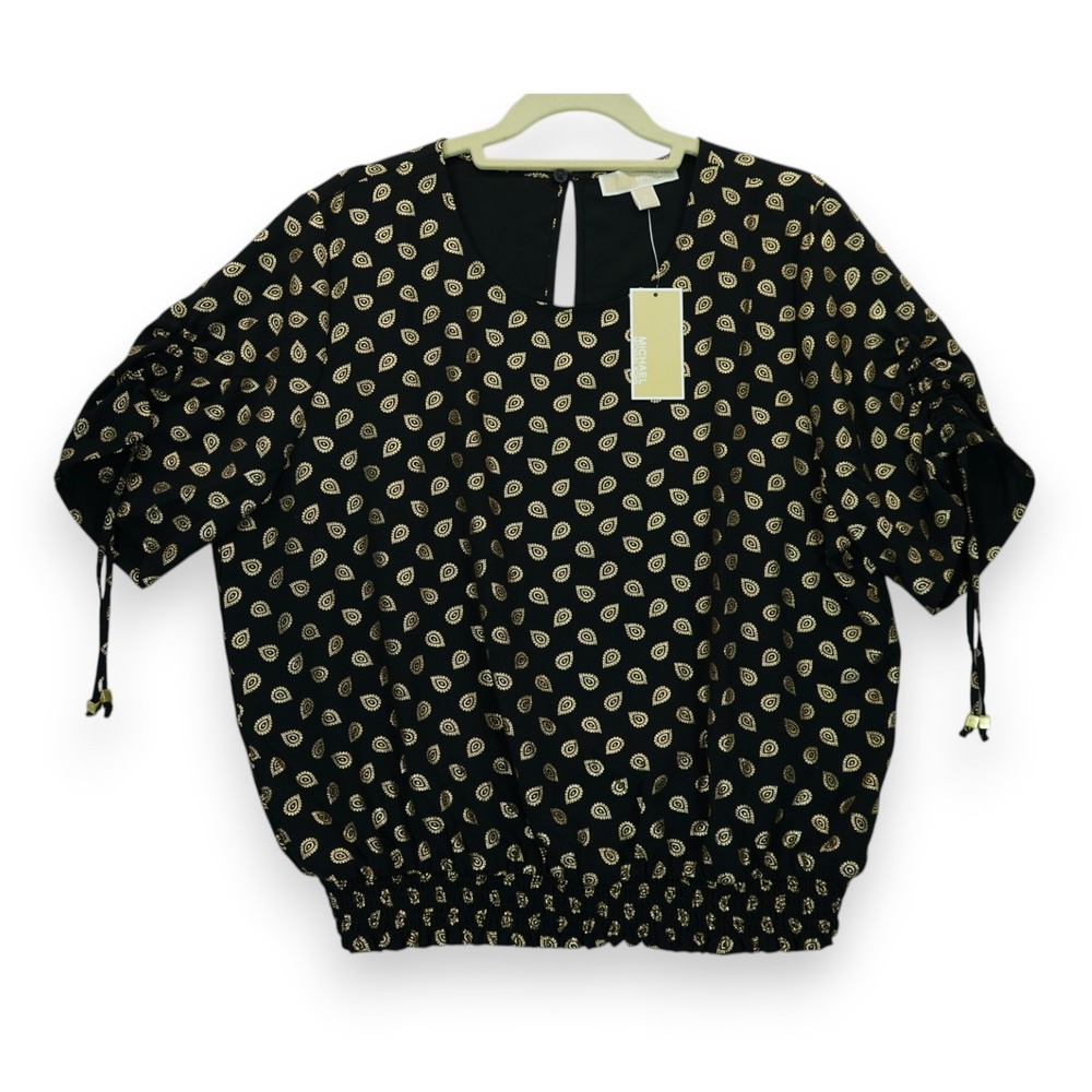 NWT Michael Kors Women's‎ Blouse All Over Print Size XL Short Sleeve MSRP $110